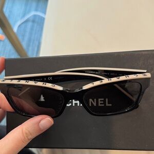 CHANEL Black and Silver Sunglasses